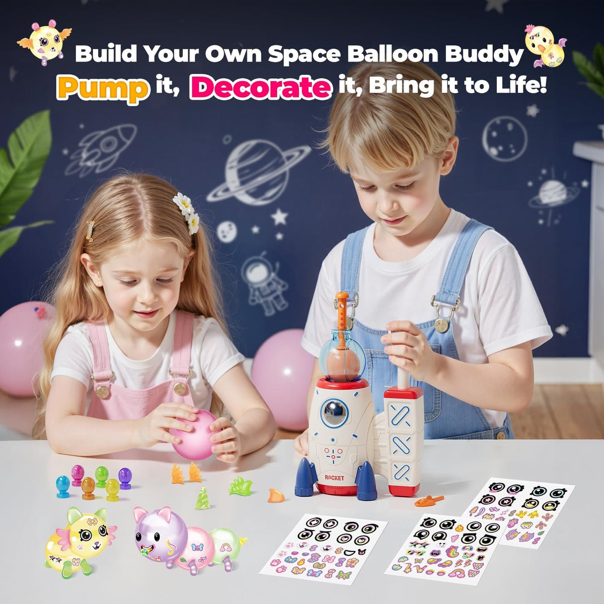 Rocket Balloons Toy Set, Diy Balloon Space Rocket Toy Kit