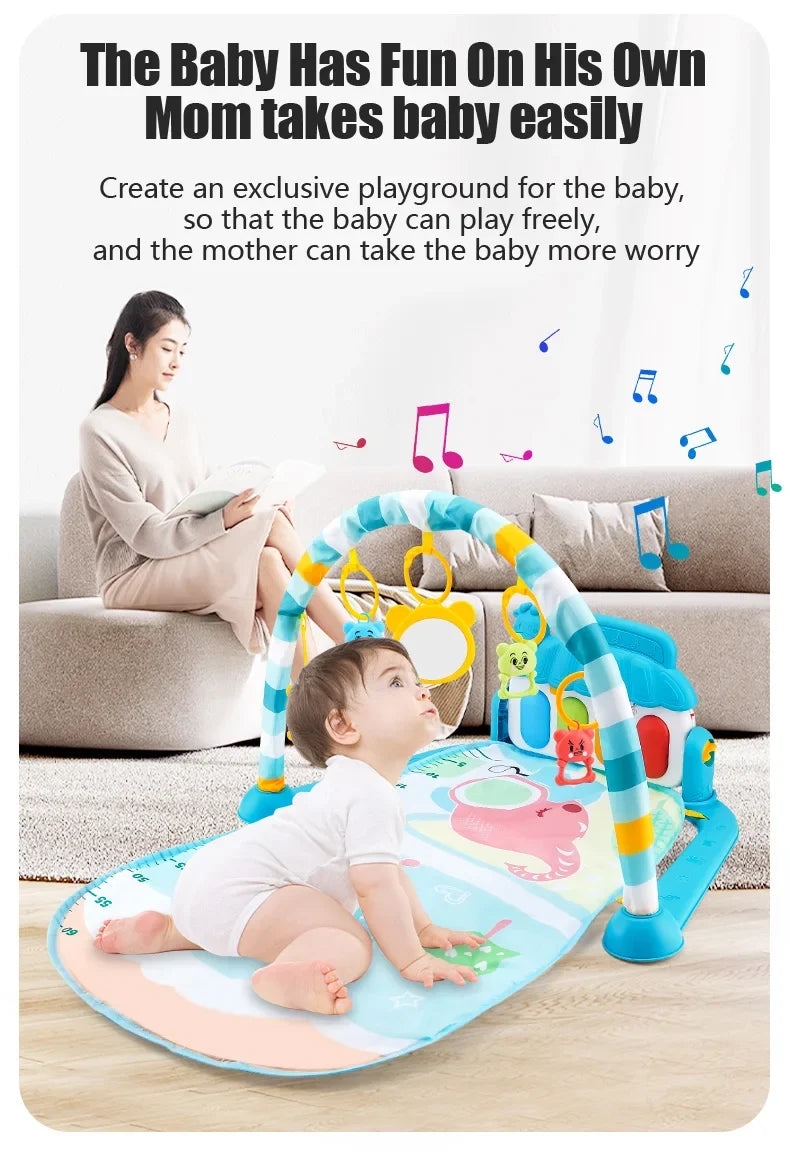 Baby Fitness Stand Music Play Gym Activity Toys Newborn Piano Crawling Blanket