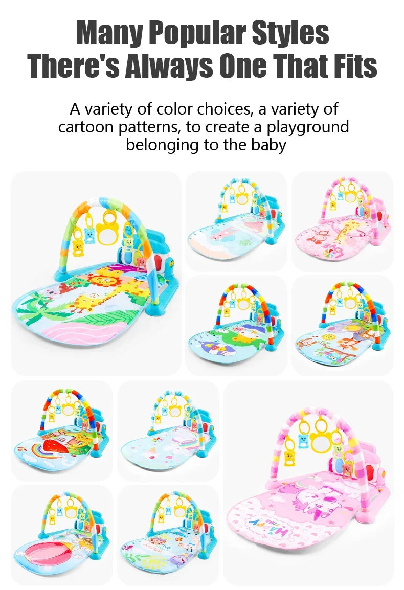 Baby Fitness Stand Music Play Gym Activity Toys Newborn Piano Crawling Blanket