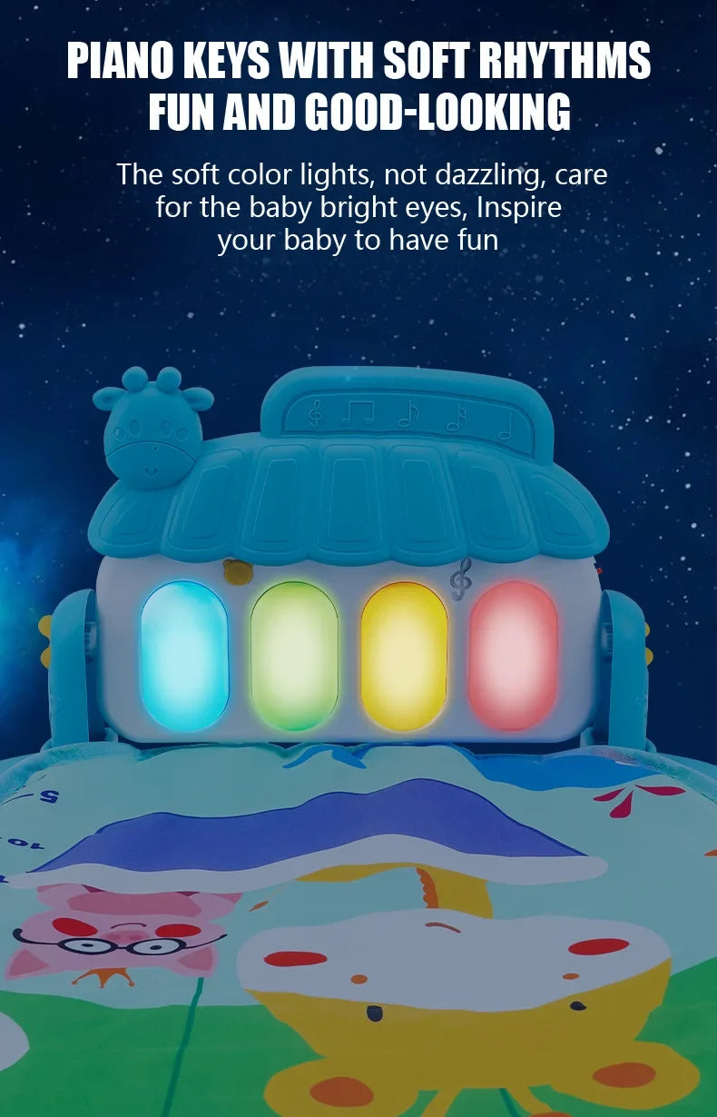 Baby Fitness Stand Music Play Gym Activity Toys Newborn Piano Crawling Blanket