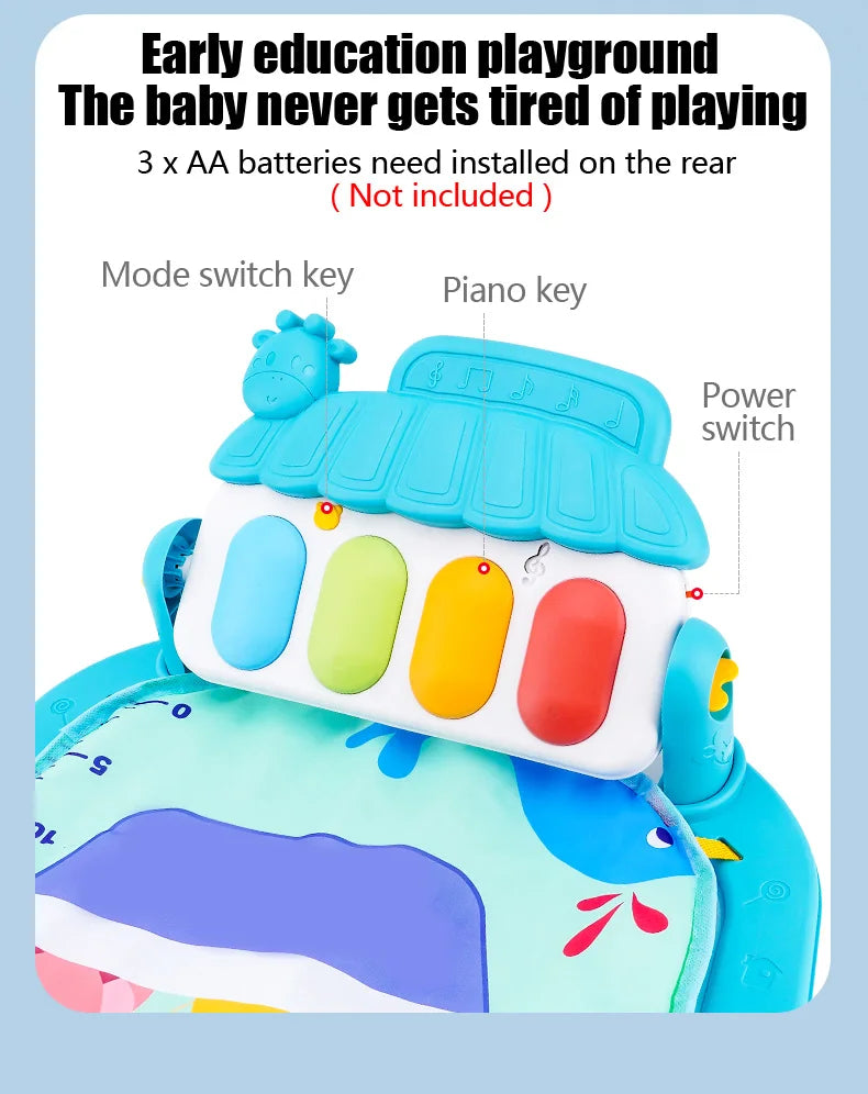 Baby Fitness Stand Music Play Gym Activity Toys Newborn Piano Crawling Blanket